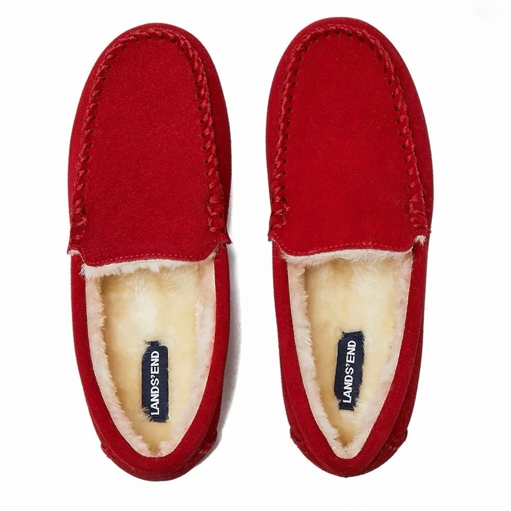 Lands' End Scarlet Moccasin Slippers
